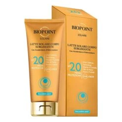 BIOPOINT SOLAIRE LATTE SOLARE CORPO SUBLIMINANTE SPF 20 200 ML 3 BIOPOINT SOLAIRE LATTE SOLARE CORPO SUBLIMINANTE SPF 20 200 ML -Viso Cosmetics Negozio biopoint solaire latte solare corpo subliminante spf 20 200 ml con scatola